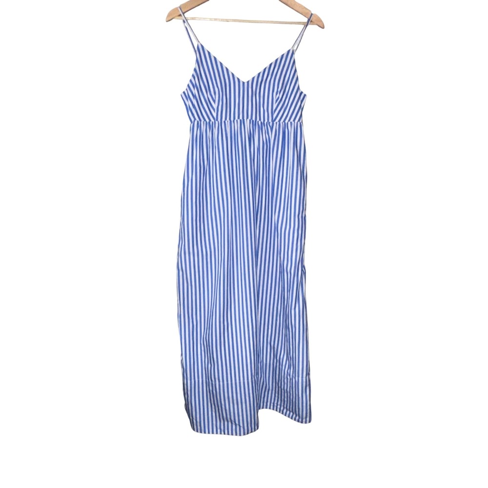 Quince Azure Stripe Organic Cotton Maxi Dress Coastal Quiet Luxury XS